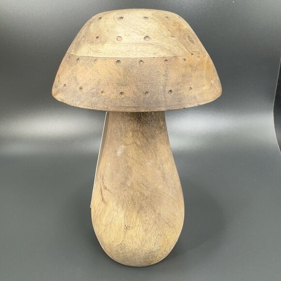 Place And Time Wooden Tall Mushroom Primitive Style Wood Figurine With Labels - Picture 11 of 12